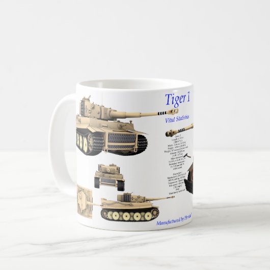 Tiger, Weltkrieg 2 schwere Waffe Kaffeetasse (Vorderseite Links)
