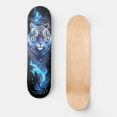 Tiger White & Blue Gaming Cooler Stil Skateboard (Vorderseite)