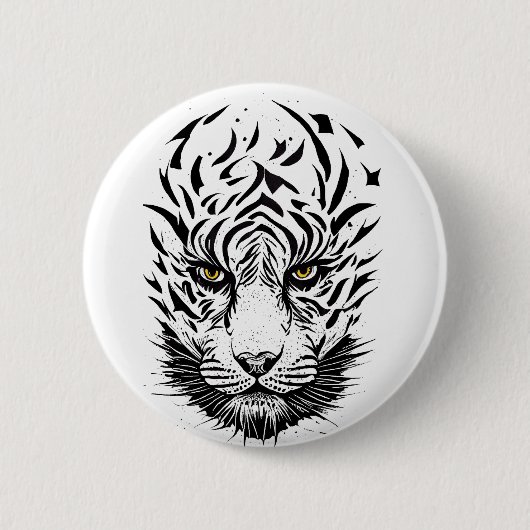 Tiger Wild Animal Nature Illustration Art Button (Vorderseite)