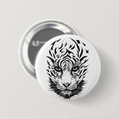 Tiger Wild Animal Nature Illustration Art Button (Vorne & Hinten)