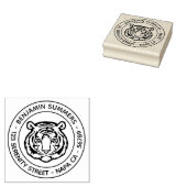 Tiger, Wild Cat Round Address Gummistempel (Stempel)