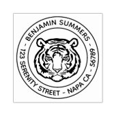 Tiger, Wild Cat Round Address Gummistempel (Prägung)