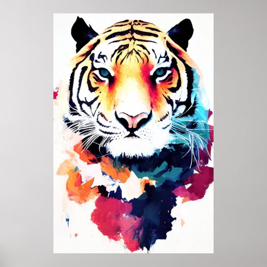 Tiger Wild Nature Animal Color Malerei Poster (Vorne)