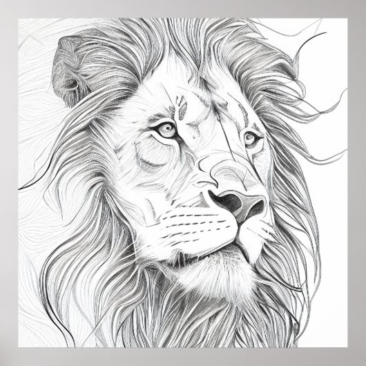 Tiger Wild Nature Illustration Art Zeichn Poster (Vorne)