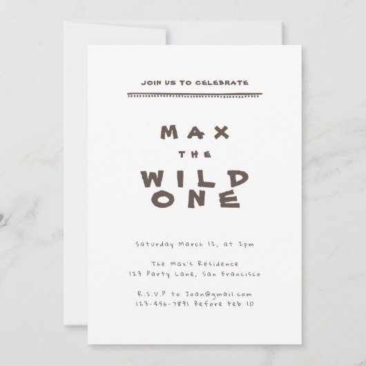 Tiger Wild One Einladung (Rückseite)