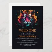 Tiger Wild One Geburtstag Thema Einladung (Vorne/Hinten)