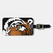 Tiger, wilde Katze auf schwarz Gepäckanhänger (Vorderseite horizontal)