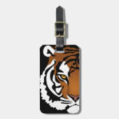 Tiger, wilde Katze auf schwarz Gepäckanhänger (Vorderseite vertikal)