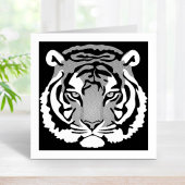 Tiger, wilde Katze auf schwarz Gummistempel