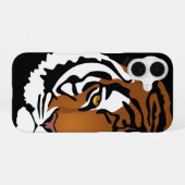 Tiger, wilde Katze auf schwarz iPhone 16 Hülle (Rückseite (Horizontal))