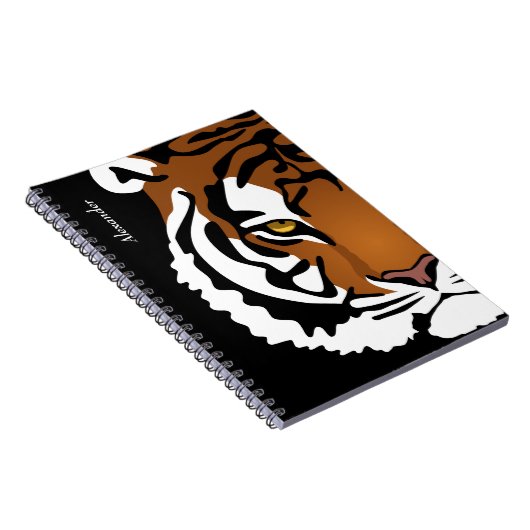 Tiger, wilde Katze auf schwarz Notizblock (Rechte Seite)