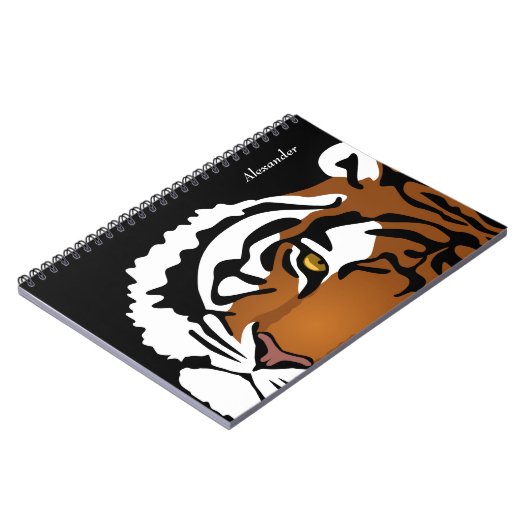 Tiger, wilde Katze auf schwarz Notizblock (Linke Seite)