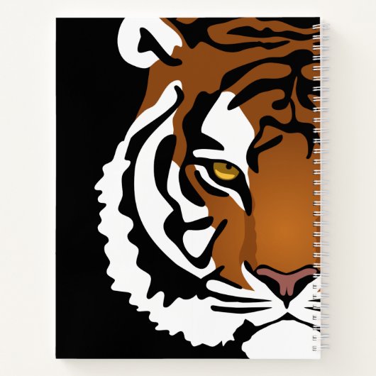 Tiger, wilde Katze auf schwarz Notizblock (Rückseite)