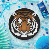Tiger, wilde Katze auf schwarz Pappteller (Party)