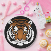 Tiger, wilde Katze auf schwarz Pappteller (Party)