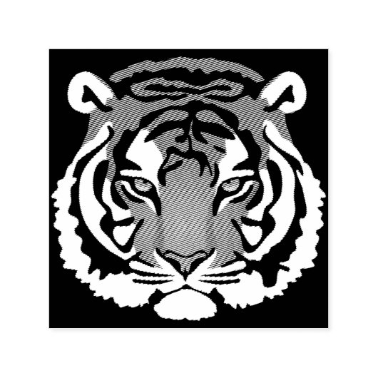 Tiger, wilde Katze auf schwarz Permastempel (Design)