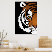 Tiger, wilde Katze auf schwarz Poster (Küche)