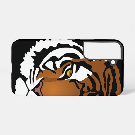 Tiger, wilde Katze auf schwarz Samsung Galaxy Hülle (Rückseite (Horizontal))