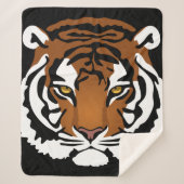 Tiger, wilde Katze auf schwarz Sherpadecke (Vorderseite)