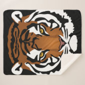 Tiger, wilde Katze auf schwarz Sherpadecke (Vorderseite (Horizontal))