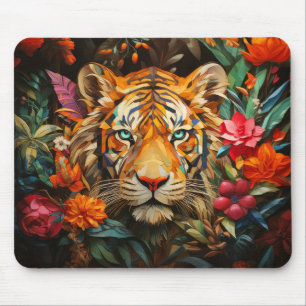 Tiger Wildlife Concept Abstrakt Colorful Wildlife Mousepad