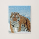 Tiger Winter Snow Mountains Tierisches Foto Puzzle (Vertikal)