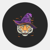 Tiger Witch Hat Funny Halloween Tiger Lover Whispe Runder Aufkleber (Vorderseite)