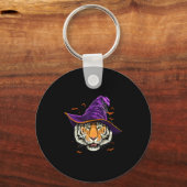 Tiger Witch Hat Funny Halloween Tiger Lover Whispe Schlüsselanhänger (Vorderseite)