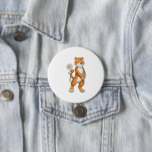 Tiger with Daisy Flower Button (Beispiel)