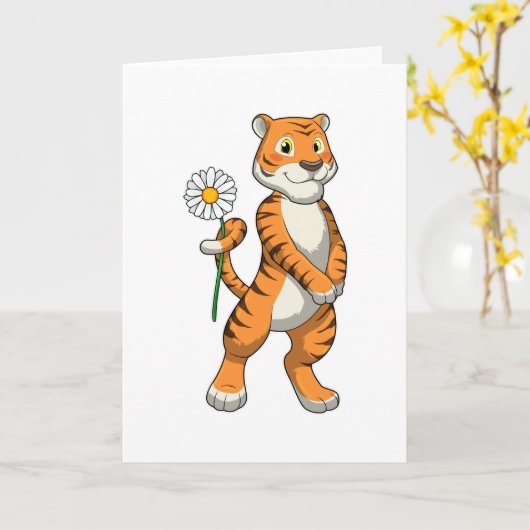 Tiger with Daisy Flower Karte (Gelbe Blume)