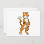 Tiger with Daisy Flower Postkarte (Vorne/Hinten)