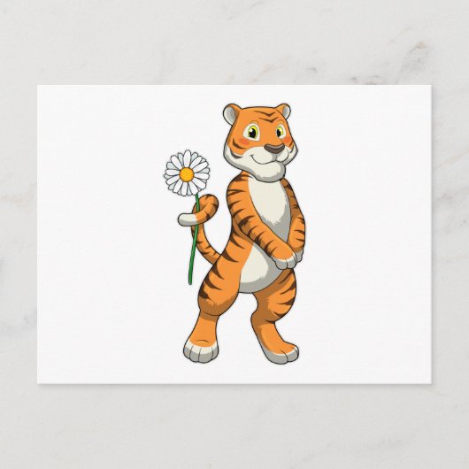 Tiger with Daisy Flower Postkarte (Vorderseite)