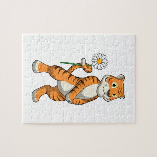 Tiger with Daisy Flower Puzzle (Horizontal)