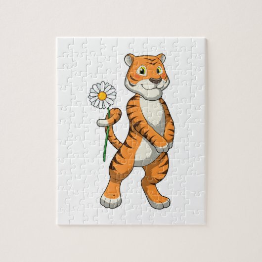 Tiger with Daisy Flower Puzzle (Vertikal)