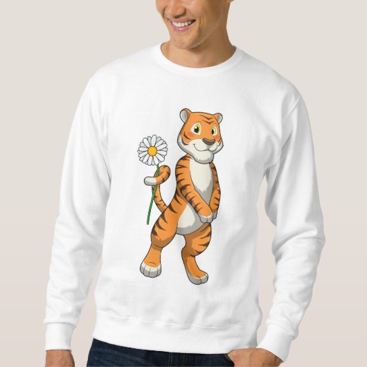 Tiger with Daisy Flower Sweatshirt (Vorderseite)