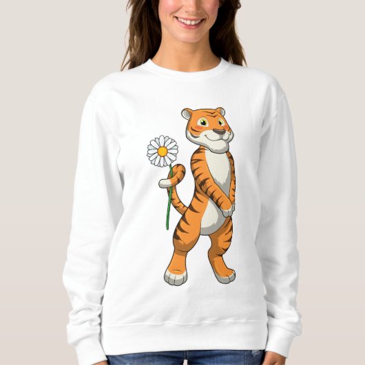 Tiger with Daisy Flower Sweatshirt (Vorderseite)