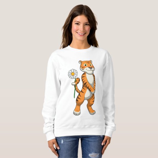 Tiger with Daisy Flower Sweatshirt (Vorne ganz)