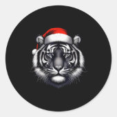 Tiger With Santa Hat Christmas Xmas Lover Zoo Keep Runder Aufkleber (Vorderseite)