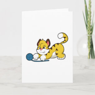 Tiger with Woll yarn ball Karte