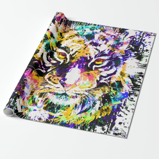 Tiger Wrapping Paper | Farbiger Tiger Geschenkpapier (Ungerollt)