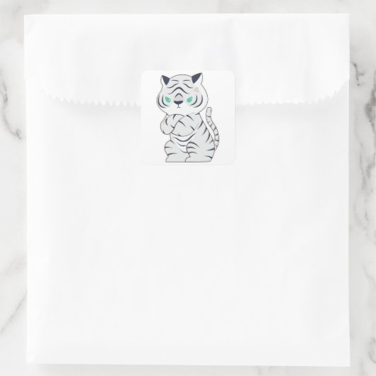 Tiger wütend quadratischer aufkleber (Tasche)