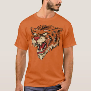 Tiger wütender Angriff Vintage Retro Illustration T-Shirt