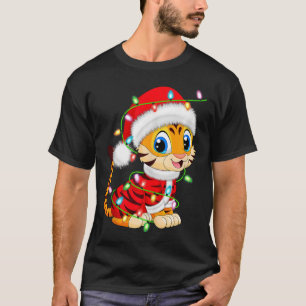 Tiger Xmas Licht Weihnachtskostüm Tiger Weihnachte T-Shirt