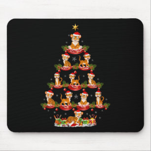 Tiger Xmas Lighting Santa Tiger Weihnachtsbaum Mousepad