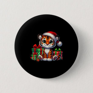 Tiger Xmas Lighting Weihnachtsmannmütze Tiger Weih Button