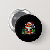 Tiger Xmas Lighting Weihnachtsmannmütze Tiger Weih Button (Vorne & Hinten)