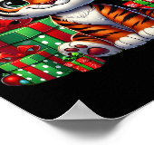 Tiger Xmas Lighting Weihnachtsmannmütze Tiger Weih Poster (Ecke)