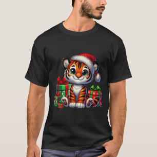 Tiger Xmas Lighting Weihnachtsmannmütze Tiger Weih T-Shirt