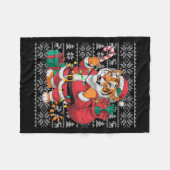 Tiger Xmas Sweater Style Ugly Santa Bengal Tiger C Fleecedecke (Vorderseite (Horizontal))
