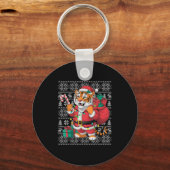 Tiger Xmas Sweater Style Ugly Santa Bengal Tiger C Schlüsselanhänger (Vorderseite)